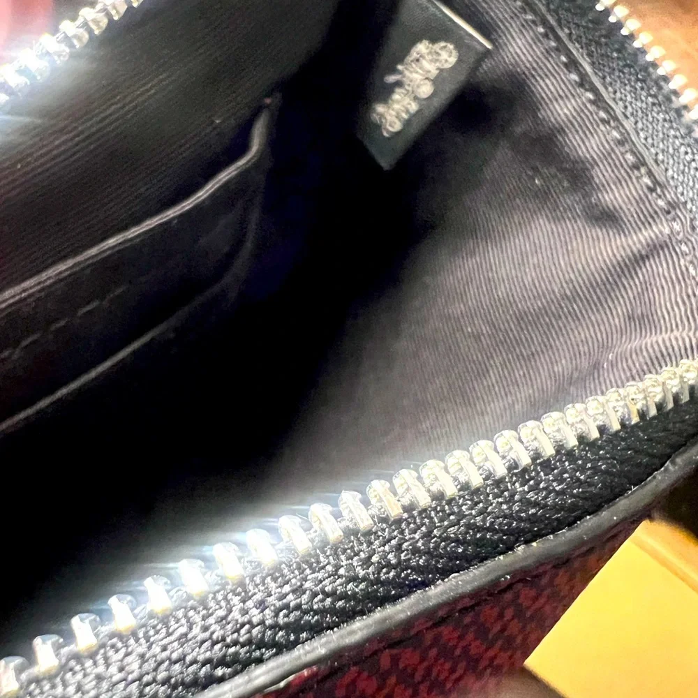 COACH Buffalo Plaid Corner Zip Wristlet